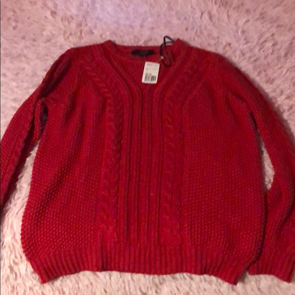 NWT Red Cable Knit Sweater (L)